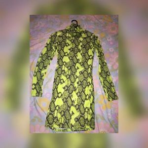 Neon Snake print roll neck dress